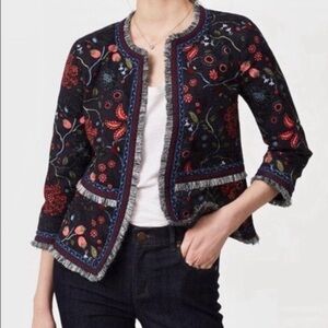 LOFT XS Floral Embroidered Jacket